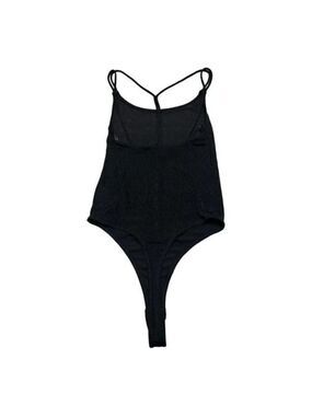Elodie BNWOT womens black shimmer thong bodysuit t-strap back